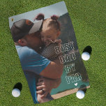 Modern Fathers Day Gift Photo Golf Towel<br><div class="desc">Whether he's an avid golfer or just enjoys a leisure stroll on the golf course, this modern Father's Day golf towel makes the perfect gift. With a customizable photo option, a heartwarming message enclosed in bold white font that screams 'best dad by par', and personalized with the children's names, make...</div>
