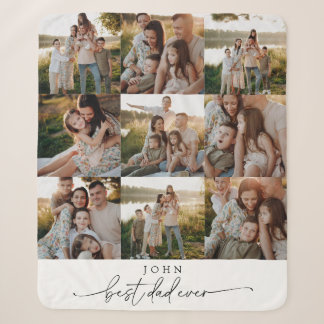 Modern Father's Day Personalized Photo Family Sherpa Blanket