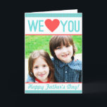 Modern Father's Day Photo Card<br><div class="desc">Father's Day photo card features "We love you" and "Happy Father's Day!" with a customizable sample image in a blue,  coral,  and white colour scheme.</div>