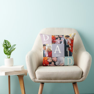 Modern Father's Day Photo Collage Throw Pillow