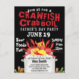 Modern Father's Day Photo Crawfish Boil Invitation Postcard
