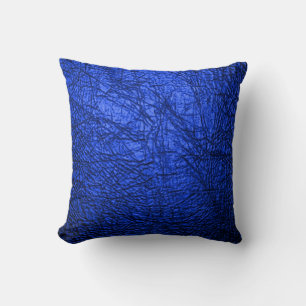  Modern Faux Blue Leather Texture Throw Pillow