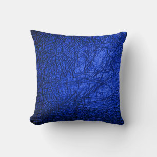  Modern Faux Blue Leather Texture Throw Pillow