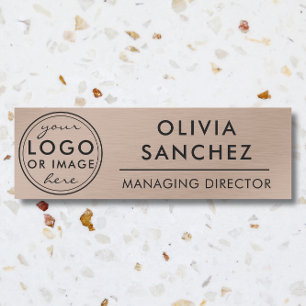 Modern Faux Bronze Business Logo Name Tag