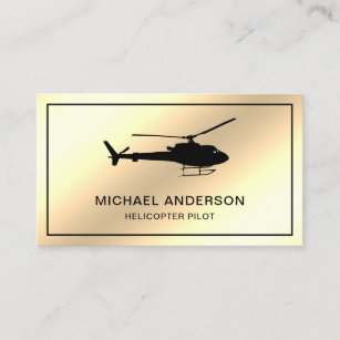 Modern Faux Cream Gold Foil Helicopter Pilot Business Card
