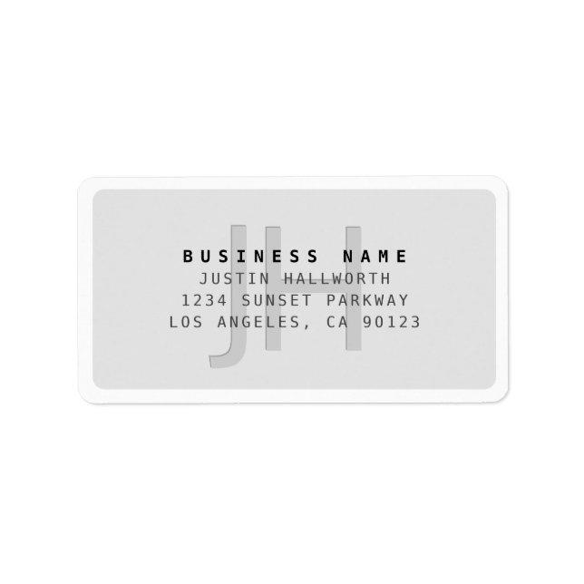 Modern Faux Embossed Monogrammed Business Address  Label (Front)
