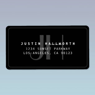 Modern Faux Embossed Monogrammed Business Address  Label