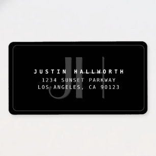 Modern Faux Embossed Monogrammed Business Address  Label