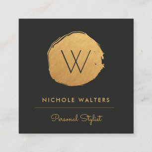 Modern Faux Foil Painted Circle   Gold Gold Square Business Card