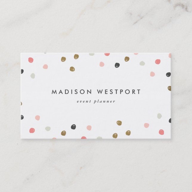 Modern faux foil polka dot business card (Front)