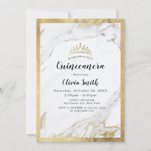 Modern faux gilded gold marble Quinceanera Invitation