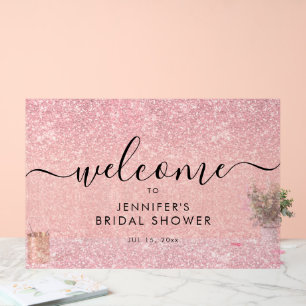 Modern Faux Glitter Bridal Shower Welcome ROSEGOLD Acrylic Sign