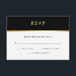 Modern Faux Gold and Black Bat Mitzvah RSVP<br><div class="desc">These elegant Bat Mitzvah RSVP cards feature a faux gold look border with matching trendy typography,  on a black background. The back of the invitation is decorated with matching faux gold look and black stripes.</div>