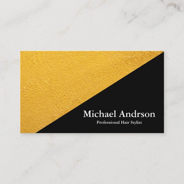 Modern Faux Gold & Black Foil Colour Block Business Card (Front)