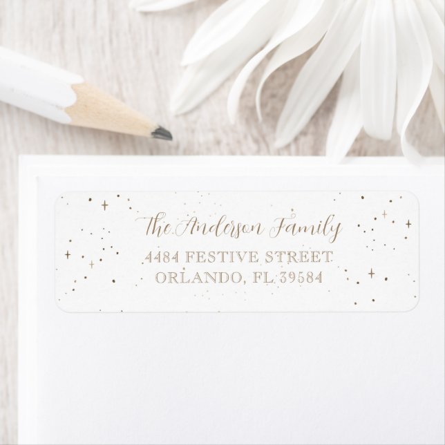 Modern Faux Gold Calligraphy Christmas Address (Insitu)
