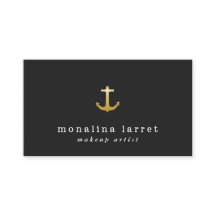 Modern Faux Gold Foil Anchor Nautical Black