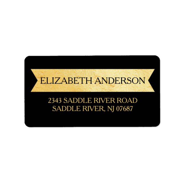 Modern Faux Gold Foil Banner Return Address Label (Front)