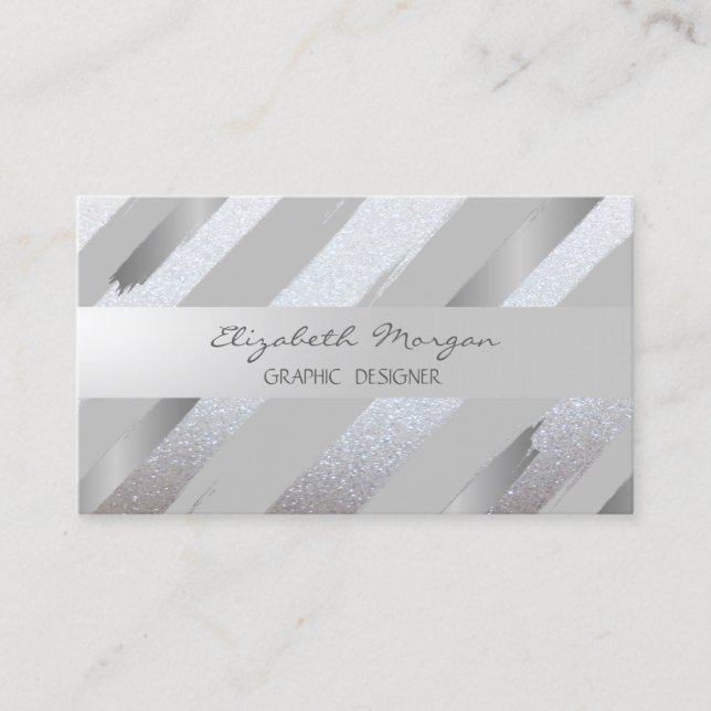 Modern,Faux Gold Foil Brush Stroke,Glitter Business Card (Front)