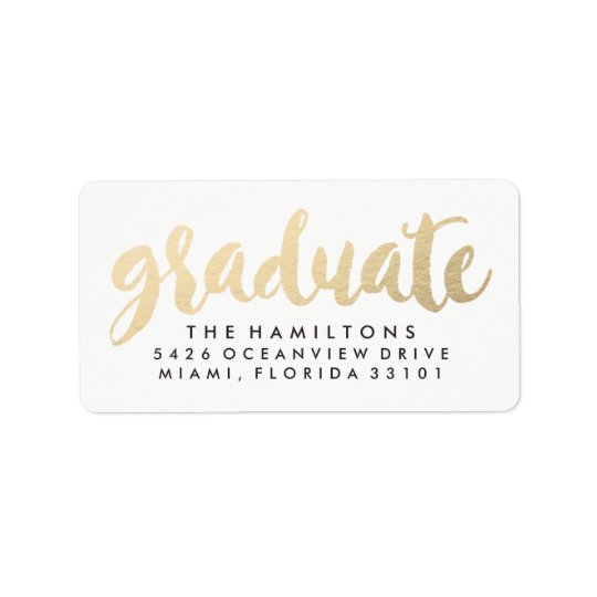 Modern Faux Gold Foil Graduation Address Labels
