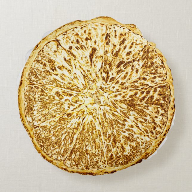 Modern Faux Gold Foil Lemon Slice Round Pillow (Back)