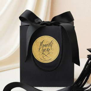Modern Faux GOLD FOIL Thank You for your order Classic Round Sticker