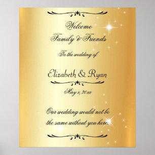 Modern, Faux, Gold Foil, Wedding Reception,Welcome Poster