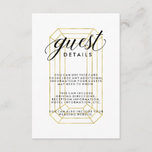 Modern Faux Gold Geometric Diamond Guest Details Enclosure Card