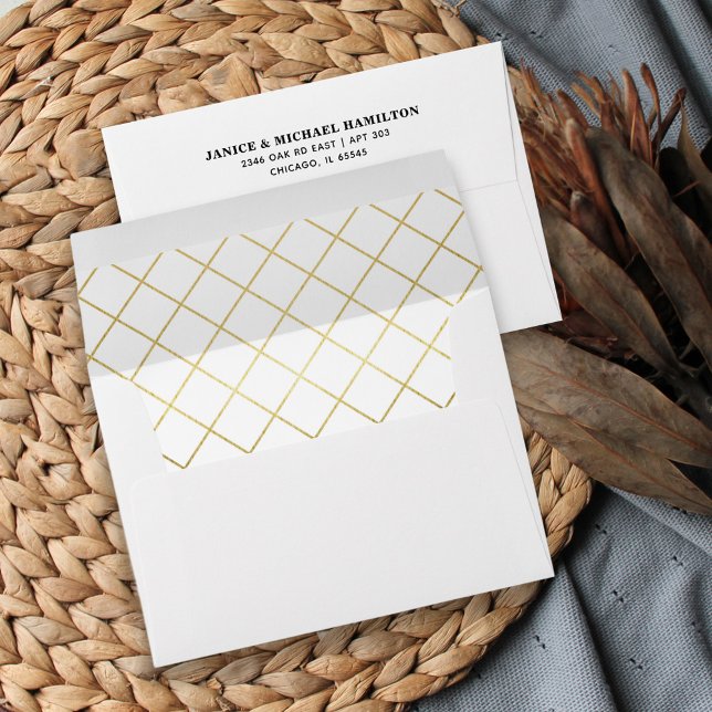 Modern Faux Gold Geometric Pattern Lined Envelope (Creator Uploaded)