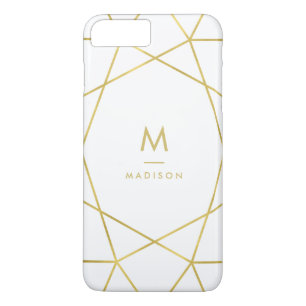 Modern Faux Gold Geometric Pattern on White Case-Mate iPhone Case