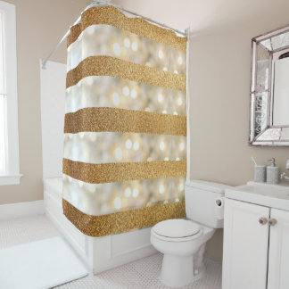 Modern Faux Gold Glitter And White Lights stripes
