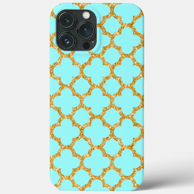 Modern Faux Gold Glitter Mosaic Quatrefoil Art Case-Mate iPhone Case (Back)