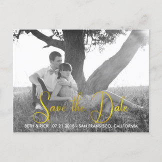 Modern Faux Gold leaf Save the Date Announcement Postcard