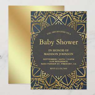 Modern Faux Gold Mandala Baby Shower Invitation