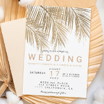 Modern faux gold palm tree elegant wedding invitation<br><div class="desc">Modern simple faux gold palm tree watercolor with simple typography,  a trendy and tropical wedding theme on palm tree leaf.</div>