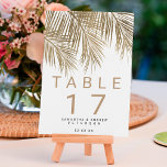 Modern faux gold palm tree elegant wedding table table number<br><div class="desc">Modern simple faux gold palm tree watercolor with simple typography,  a trendy and tropical wedding  table number theme on palm tree leaf.</div>