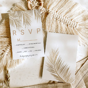 Modern faux gold palm tree RSVP wedding