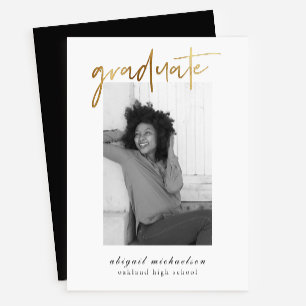 Modern Faux Gold Photo Graduation Party Invitation