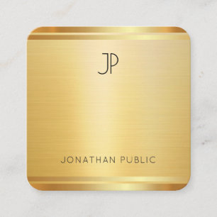 Modern Faux Gold Premium Silk Finish Elegant Luxe Square Business Card