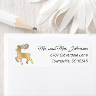 Modern Faux Gold Reindeer Return Address