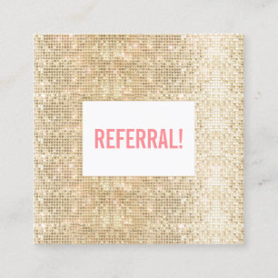 Modern Faux Gold Sequin Customer Referral Card