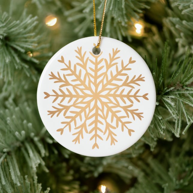 Modern Faux Gold Snowflake Christmas  Ceramic Ornament (Tree)