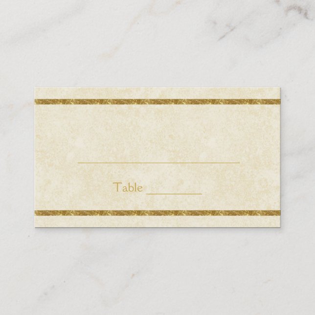 Modern Faux Gold Sparkles on Ivory Place Cards (Front)