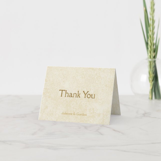 Modern Faux Gold Sparkles on Ivory Thank You (Front)