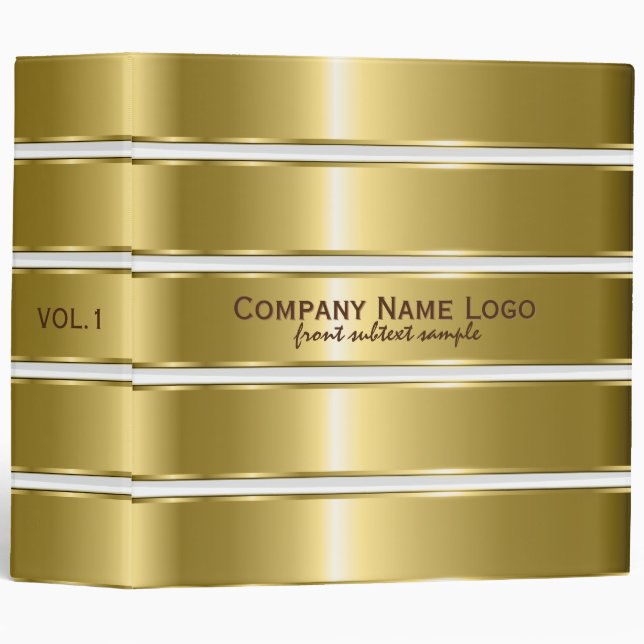 Modern Faux Gold Stripes Custom White Background Binder (Front/Spine)