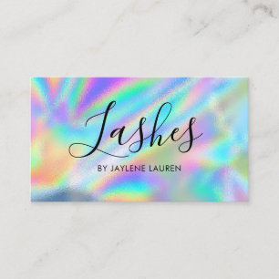 Modern Faux Holographic Foil Lashes Aftercare Card