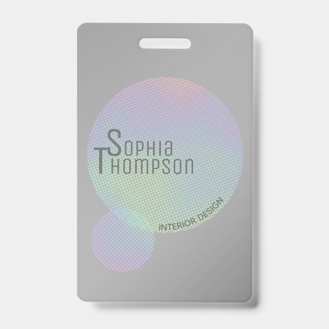 Modern Faux Holographic Rainbow Circles Badge (Front)
