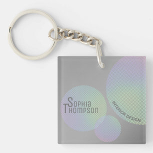 Modern Faux Holographic Rainbow Circles Keychain