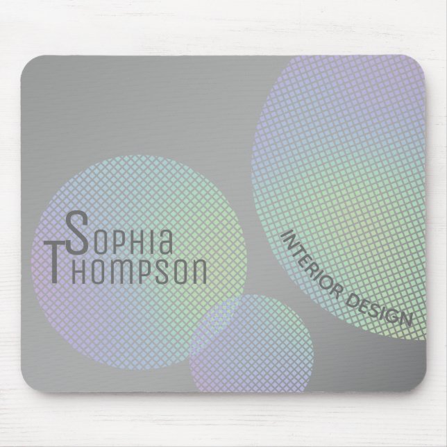 Modern Faux Holographic Rainbow Circles Mouse Pad (Front)