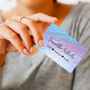 Modern Faux Iridescent Holographic Glam Glitter Business Card