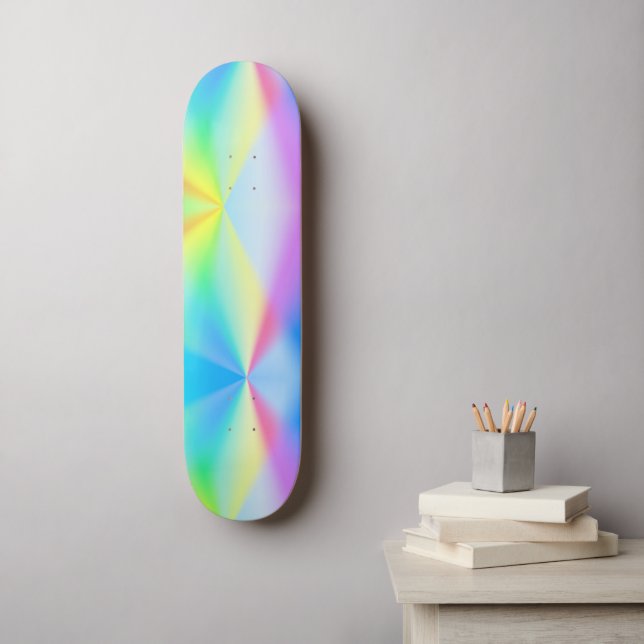 Modern faux iridescent pastel rainbow coloured skateboard (Wall Art)